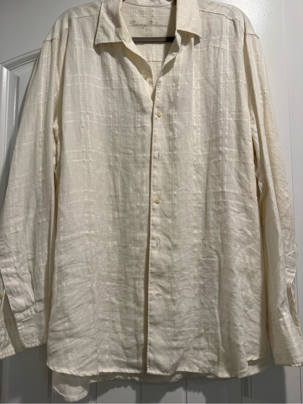 Tommy Bahama Cream Linen Button Front Shirt size large